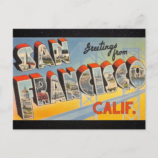 San Francisco Vintage Travel Postkarte (Vorderseite)
