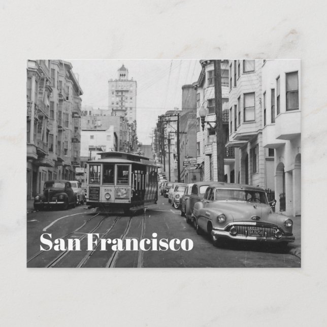 San Francisco Vintages Schwarzweiß-Foto Postkarte (Vorderseite)