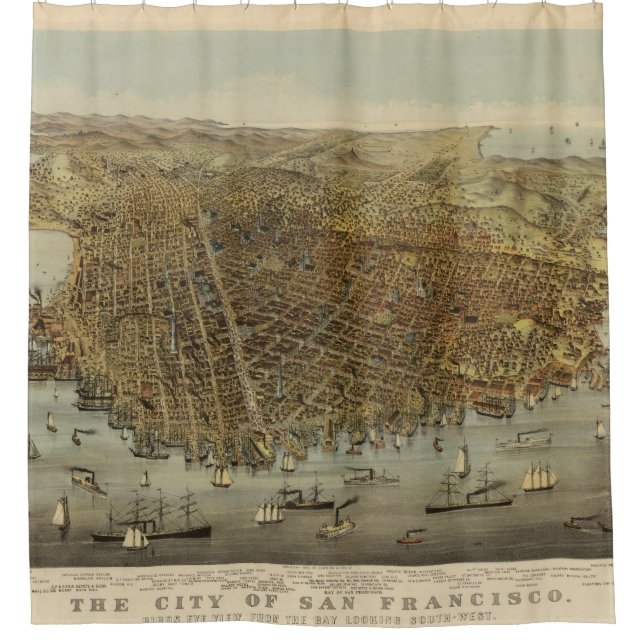 San Francisco Vogelaugenansicht Duschvorhang (Vorderseite)