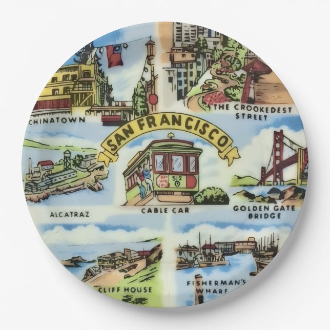 San Francisco Wahrzeichen Party Teller (Vorderseite)