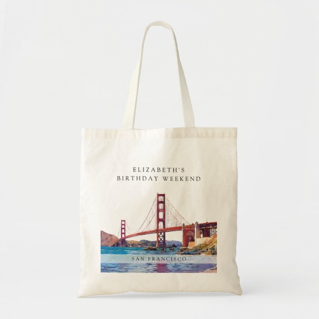 San Francisco Watercolor Birthday Weekend Tragetasche (Vorne)