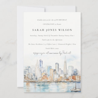 San Francisco Watercolor Landscape Birthday Einladung
