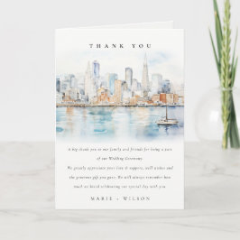 San Francisco Watercolor Landscape Wedding Dankeskarte