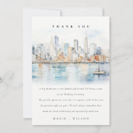 San Francisco Watercolor Landscape Wedding Dankeskarte