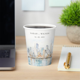 San Francisco Watercolor Landscape Wedding Pappbecher