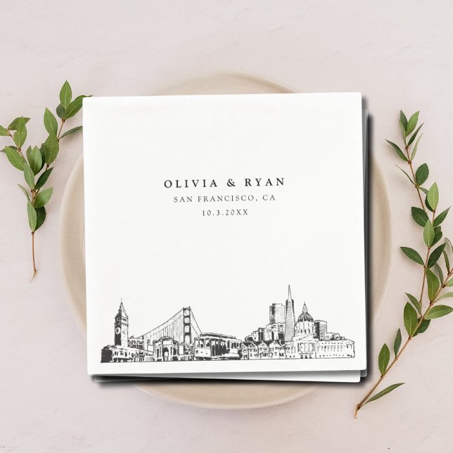 San Francisco Wedding Cocktail Napkin Serviette (San Francisco wedding napkins )