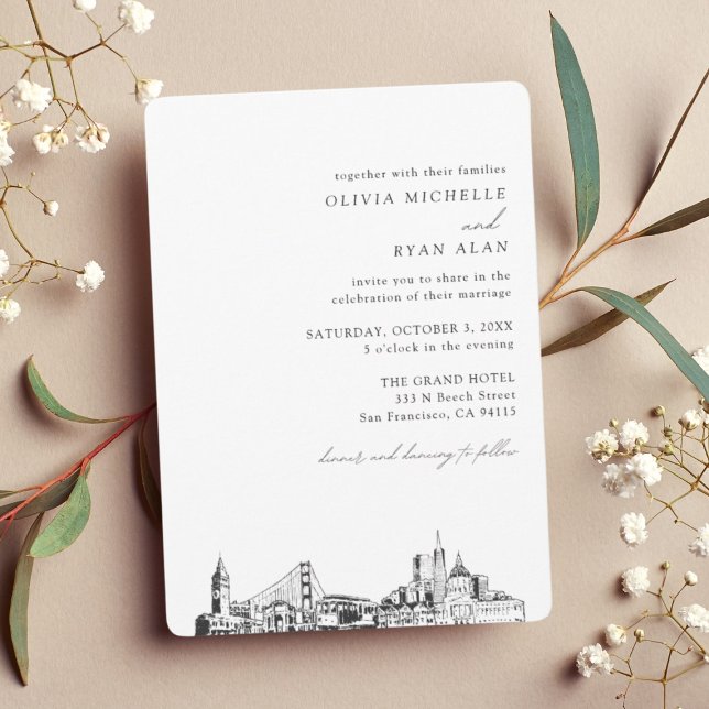 San Francisco Wedding Elegante Skyline Einladung (San Francisco Wedding Invitation)