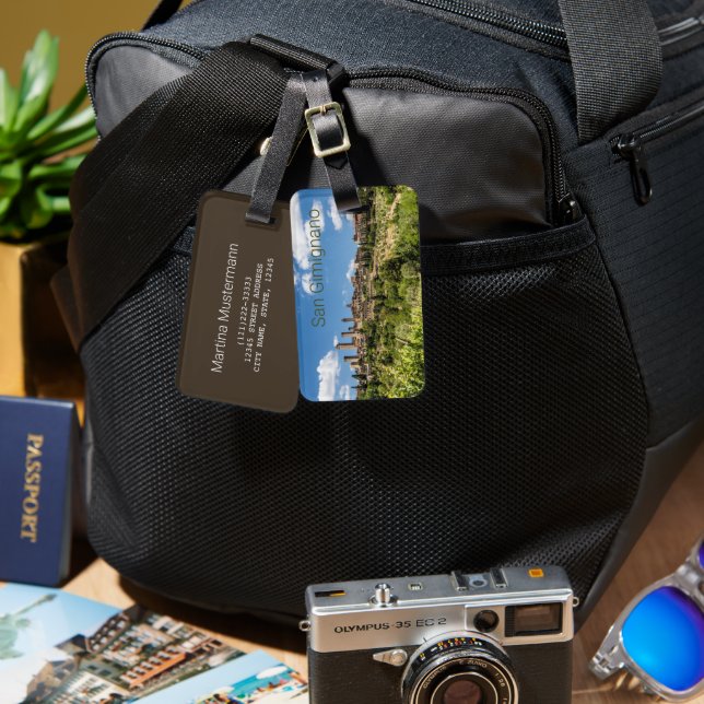 San Gimignano Toskana Italien Panorama Souvenir Gepäckanhänger (Vorderseite & Rückseite)