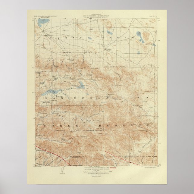 San Gorgonio Quadrangulation mit San Andreas Rift Poster (Vorne)