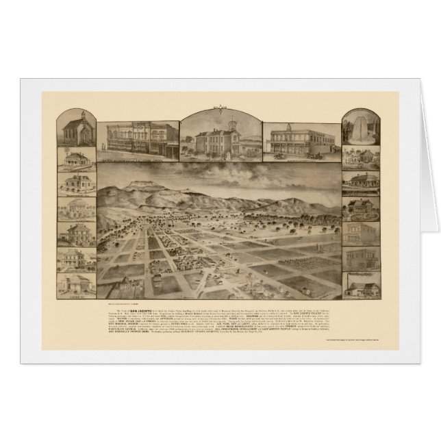 San Jacinto, carte panoramique de CA - 1886 (Devant horizontal)