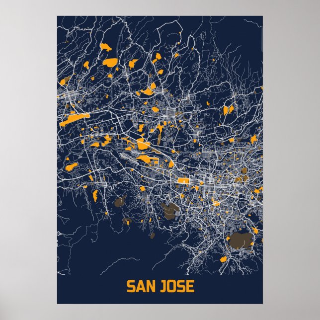 San Jose - Califonia Bluefresh City Map Poster (Vorne)