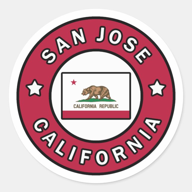 San Jose California Runder Aufkleber (Vorderseite)