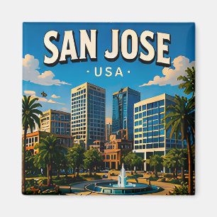 San Jose California Skyline Souvenir Magnet