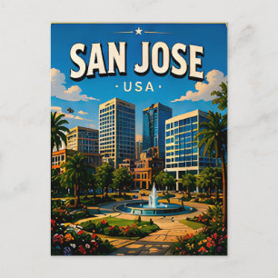 San Jose Downtown-Skyline-Andenken Postkarte
