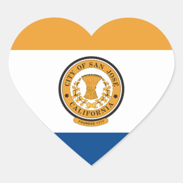 San Jose Flag Herz-Aufkleber (Vorderseite)