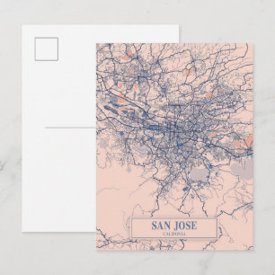 San Jose Kalifornien Breezy Stadtplan Reise Postkarte