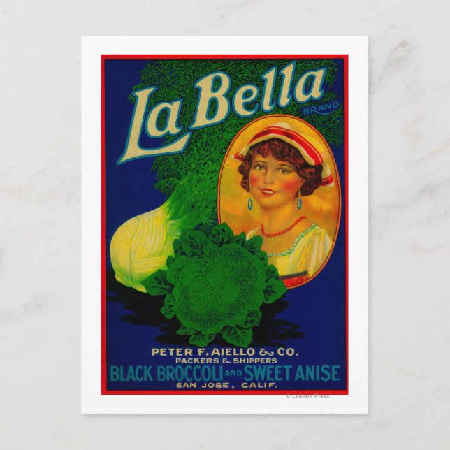 San Jose, Kalifornien, La Bella Gemüsesymbol Postkarte (Vorderseite)