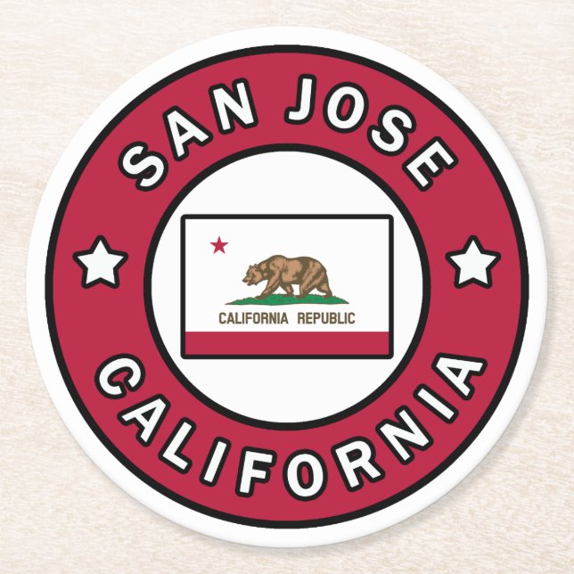 San Jose Kalifornien Runder Pappuntersetzer (Vorderseite)