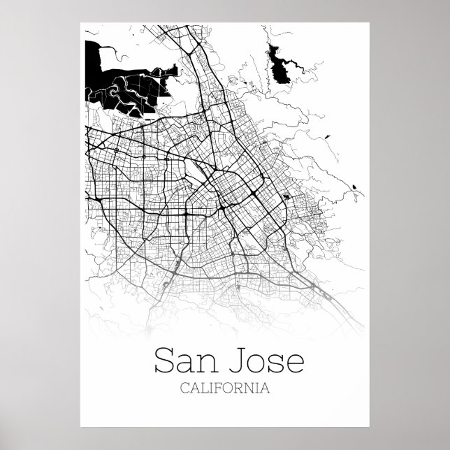 San Jose Map - Kalifornien CA - City Map Poster (Vorne)