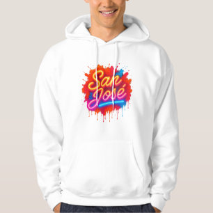 San José Retro Neon Script Street Art Splash Hoodie