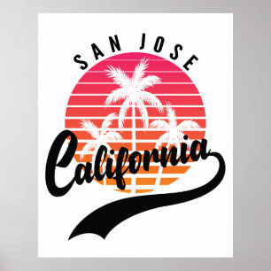 San Jose Retro-Sonnenuntergangs-Plakat Poster