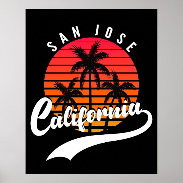 San Jose Retro Sunset Poster (Vorne)