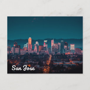 San Jose Skyline Nachtansicht Postkarte
