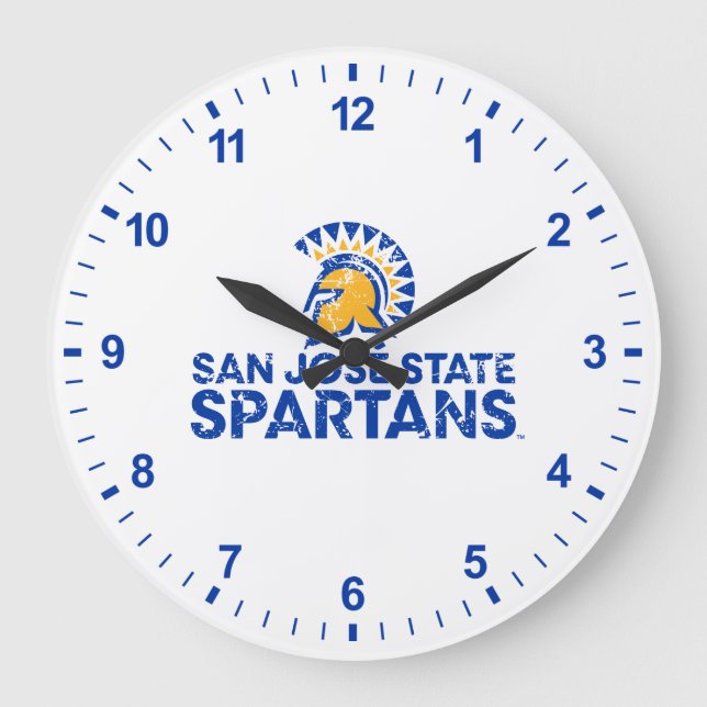 San Jose Staat Spartans Logo Wordmark stört Große Wanduhr (Vorderseite)