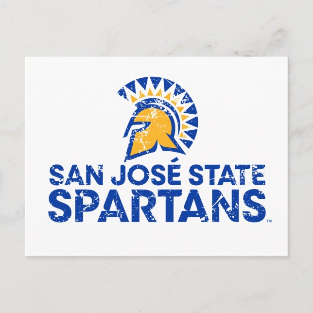 San Jose Staat Spartans Logo Wordmark stört Postkarte (Vorderseite)