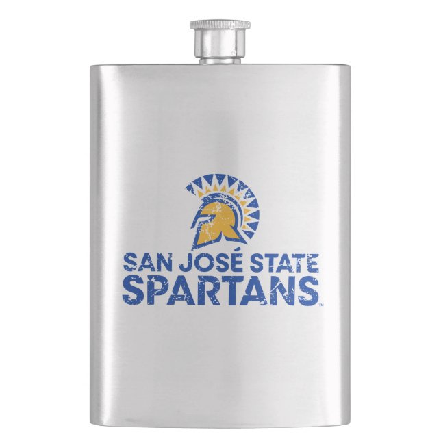 San- JoseStaat Spartans Logo Wordmark beunruhigt Flachmann (Vorderseite)