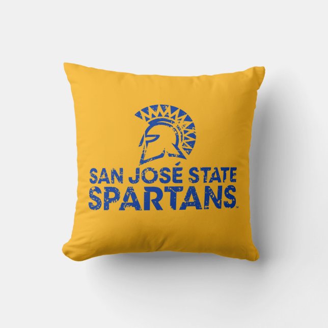 San- JoseStaat Spartans Logo Wordmark beunruhigt Kissen (Vorderseite)