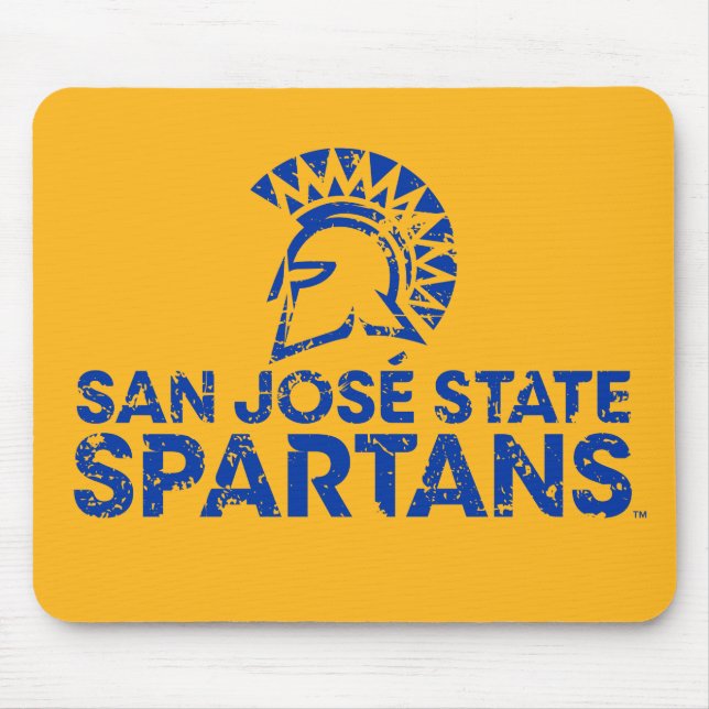 San- JoseStaat Spartans Logo Wordmark beunruhigt Mousepad (Vorne)