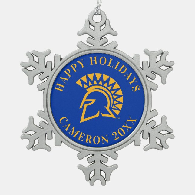San- JoseStaat Spartans Schneeflocken Zinn-Ornament (Vorderseite)