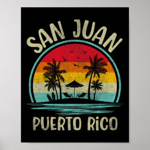 San Juan Beach Puerto Rico Palm Tree Familienurlau Poster