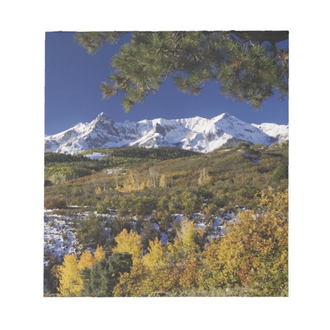 San Juan-Gebirge und Aspen-Bäume in Fallfarbe Notizblock (Vorderseite)
