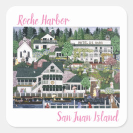 San Juan Island ~ Roche Harbour Quadratischer Aufkleber