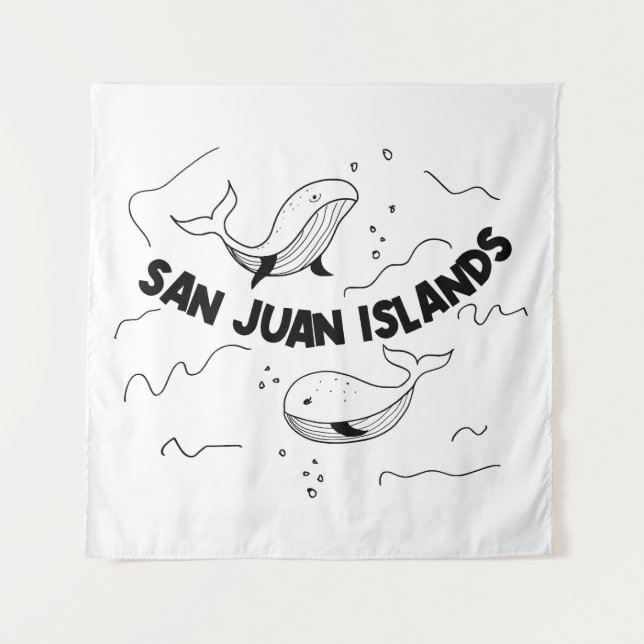 San Juan Islands Whales Wandteppich (Vorderseite)