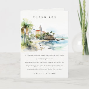 San Juan Puerto Rico Aquarell-Landschaft-Hochzeit Dankeskarte
