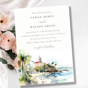 San Juan Puerto Rico Aquarell-Landschaft-Hochzeit Einladung