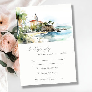 San Juan Puerto Rico Aquarell-Landschaft-Hochzeit RSVP Karte