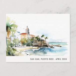 San Juan Puerto Rico Aquarell-Landschaft Reise Postkarte