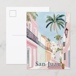 San Juan Puerto Rico Aquarellmalerei Reise Postkarte