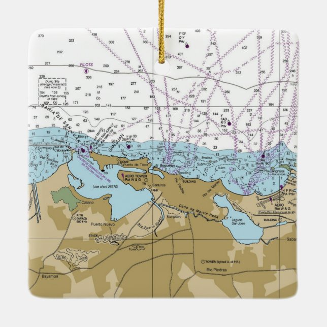 San Juan Puerto Rico Chart Keramikornament (Rückseite)
