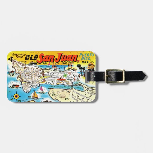 San Juan Puerto Rico Karte Tag Gepäckanhänger (Vorderseite horizontal)