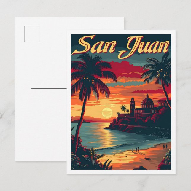 San Juan Puerto Rico Kunstvoll wandern Postkarte (Vorne/Hinten)