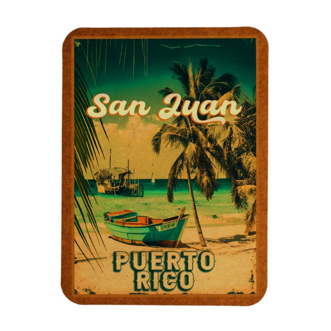 San Juan Puerto Rico Palm Tree Souvenirs 60er Magnet (Vertikal)