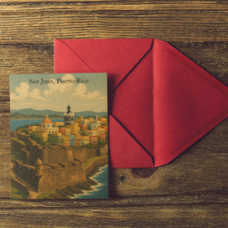 San Juan Puerto Rico Retro Kunst, Dichtung und Mus Postkarte