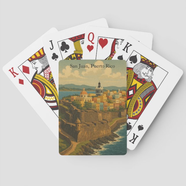 San Juan Puerto Rico Retro Kunst, Dichtung und Mus Spielkarten (Rückseite)