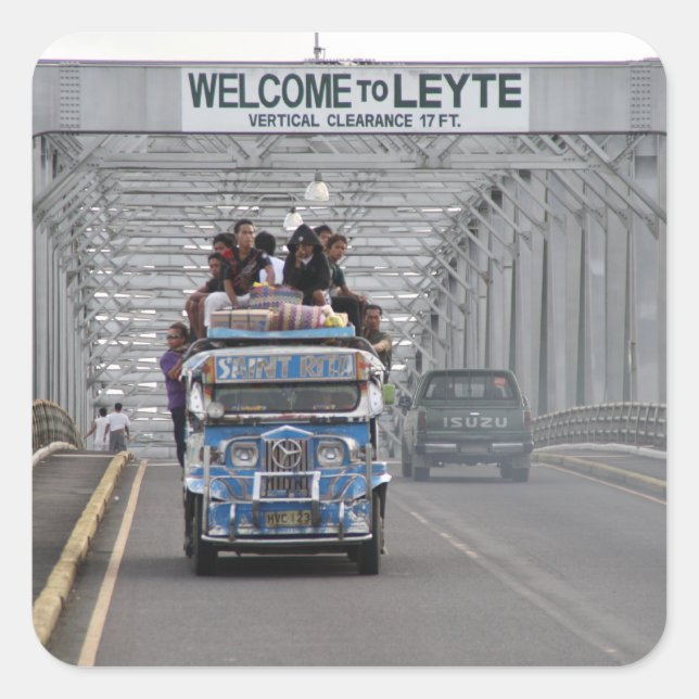 San Juanico Bridge Quadratischer Aufkleber (Vorderseite)