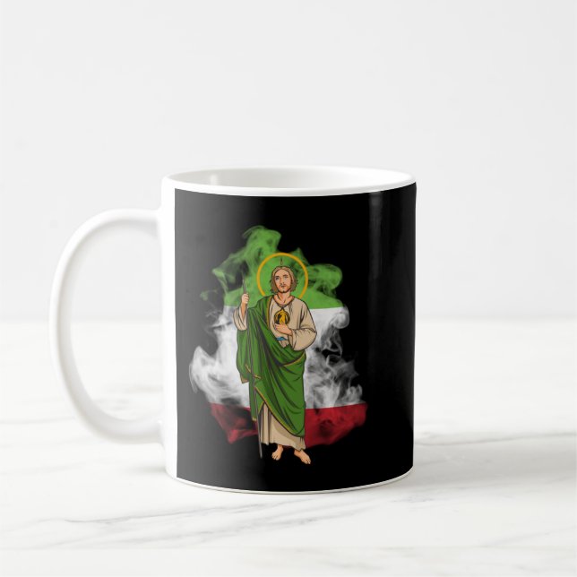 San Judas Tadeo con Bandera de México Pullover Kaffeetasse (Links)